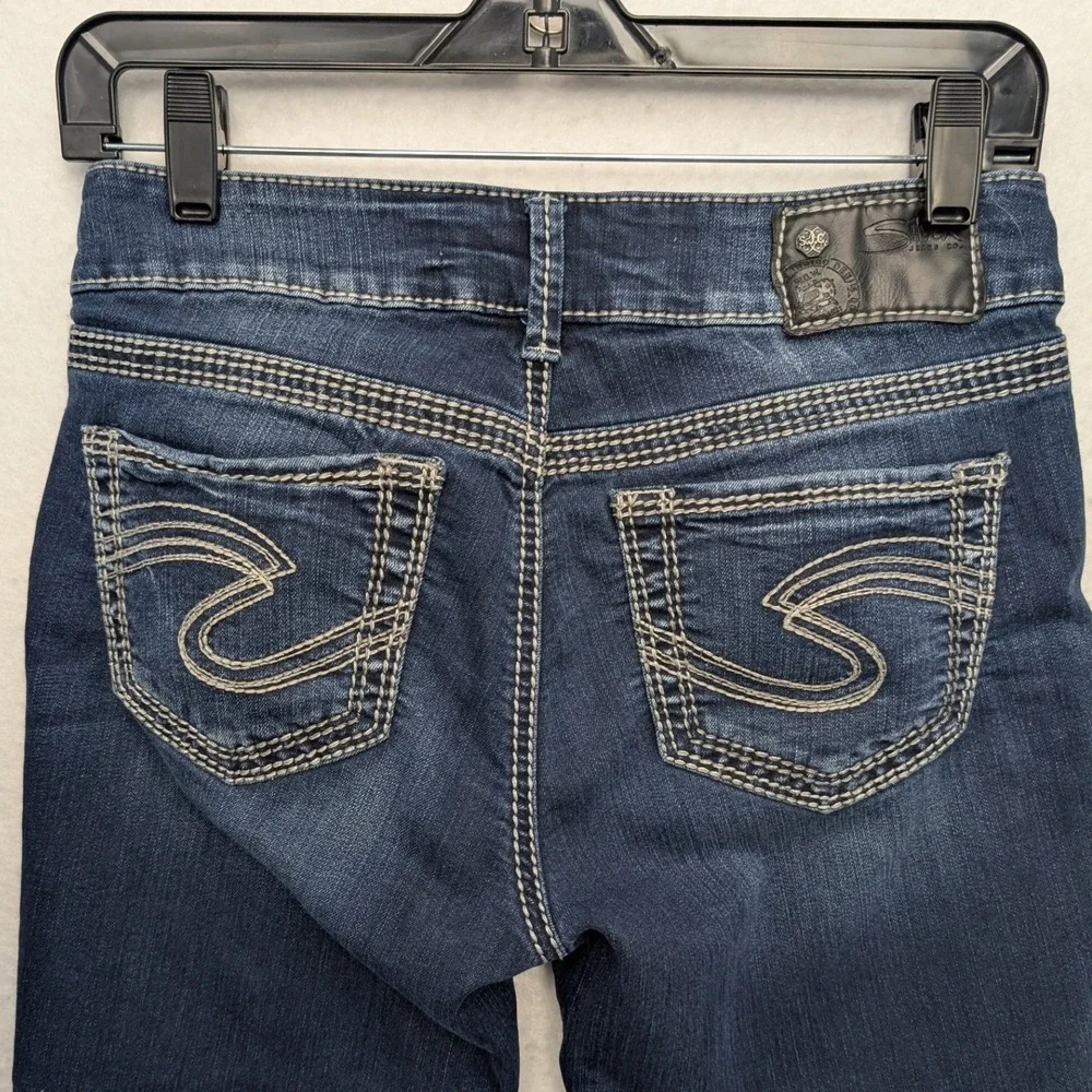 Silver Jeans Co Suki‎ Mid Capri Womens W27 Dark Wash Blue Contrast Stitch L43916